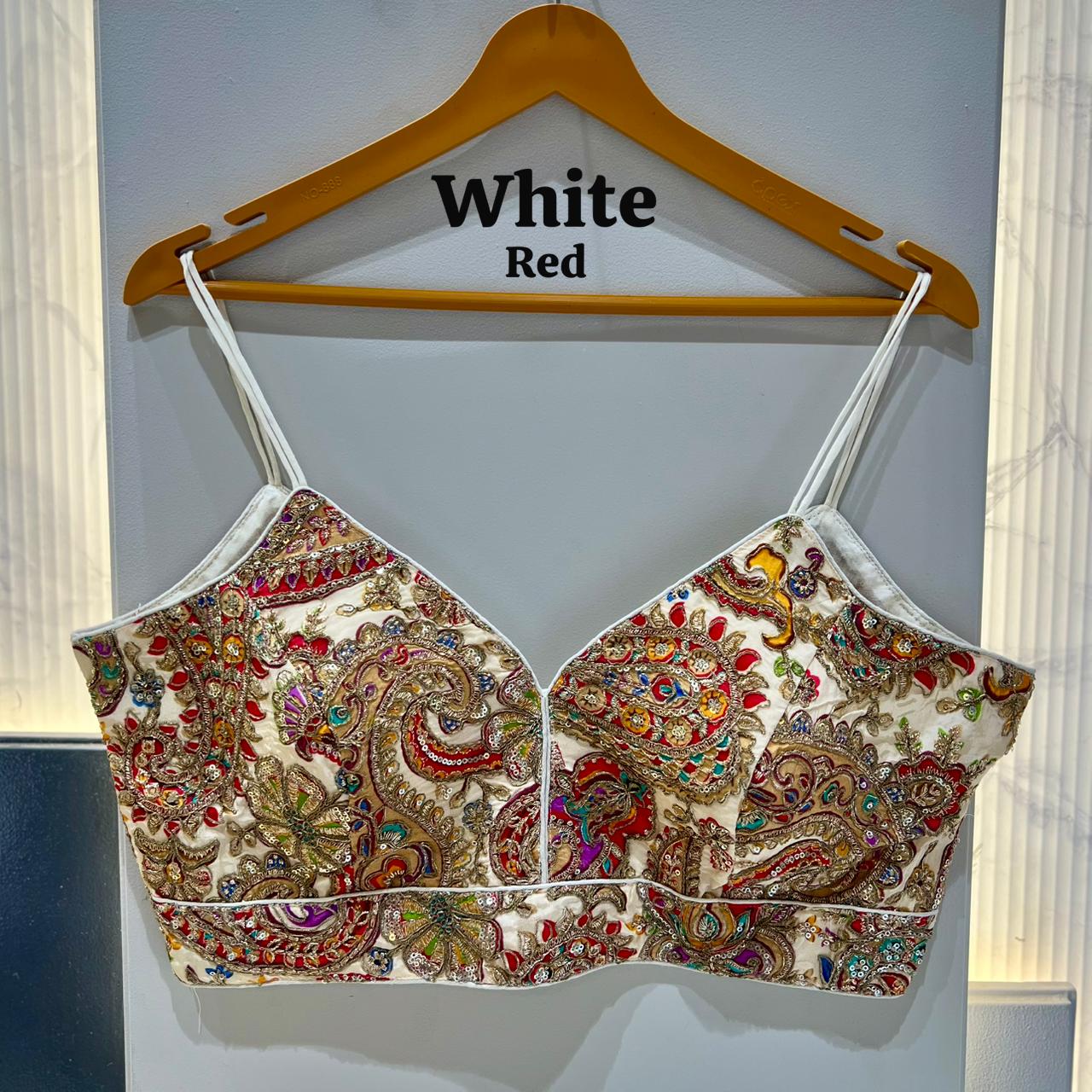 White Pure Heavy Pure Viscose Soft Crape Silk Sleeves Less Blouse