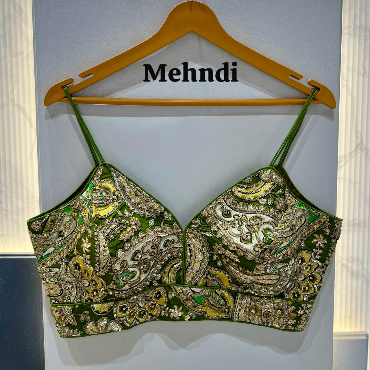 Mehandi Pure Heavy Pure Viscose Soft Crape Silk Sleeves Less Blouse