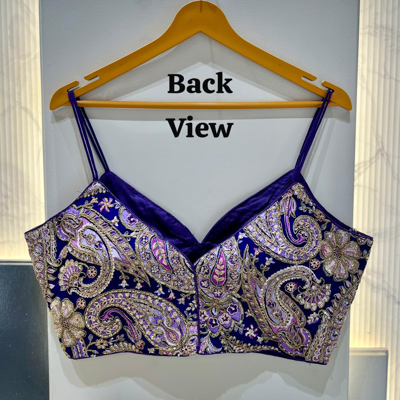 Purple Heavy Pure Viscose Soft Crape Silk Sleeves Less Blouse