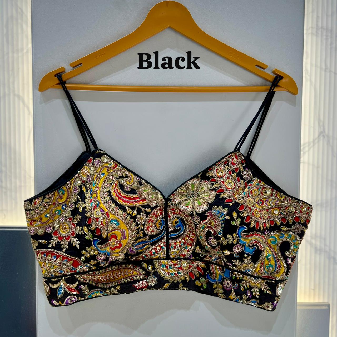 Black Pure Heavy Pure Viscose Soft Crape Silk Sleeves Less Blouse