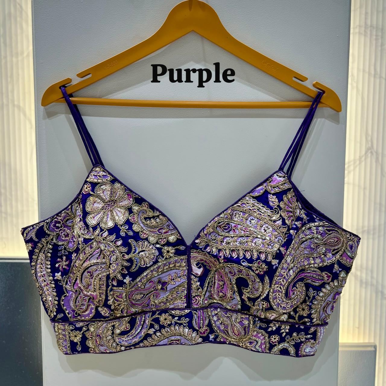 Purple Heavy Pure Viscose Soft Crape Silk Sleeves Less Blouse