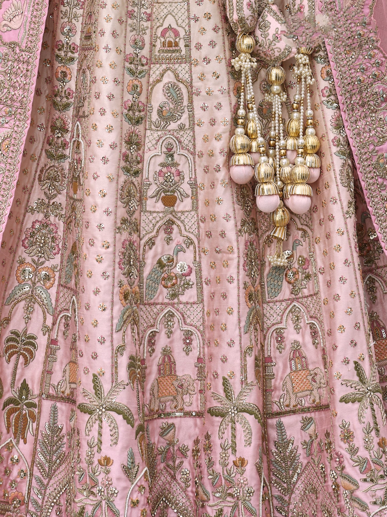 Pastel Pink Bridal Lehenga with Heavy Embroidery
