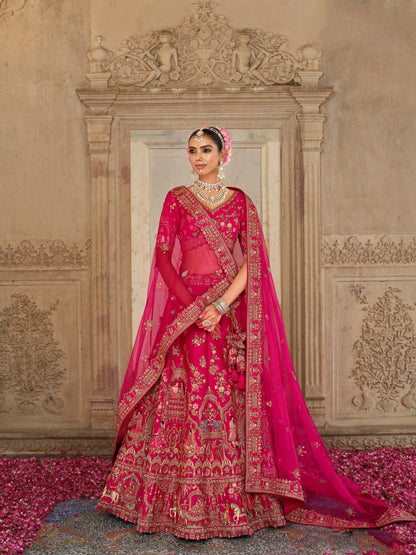 Rani Pink Designer Bridal Lehenga with Heavy Khatli Embroidery
