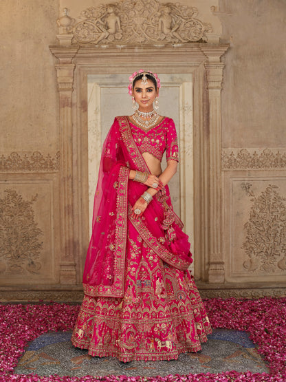 Rani Pink Designer Bridal Lehenga with Heavy Khatli Embroidery