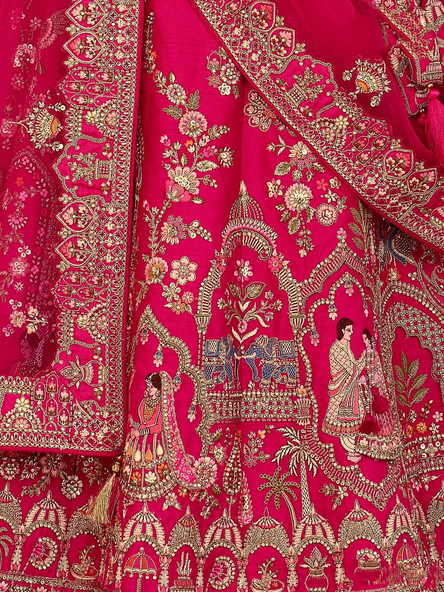 Rani Pink Designer Bridal Lehenga with Heavy Khatli Embroidery