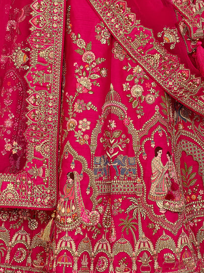 Rani Pink Designer Bridal Lehenga with Heavy Khatli Embroidery