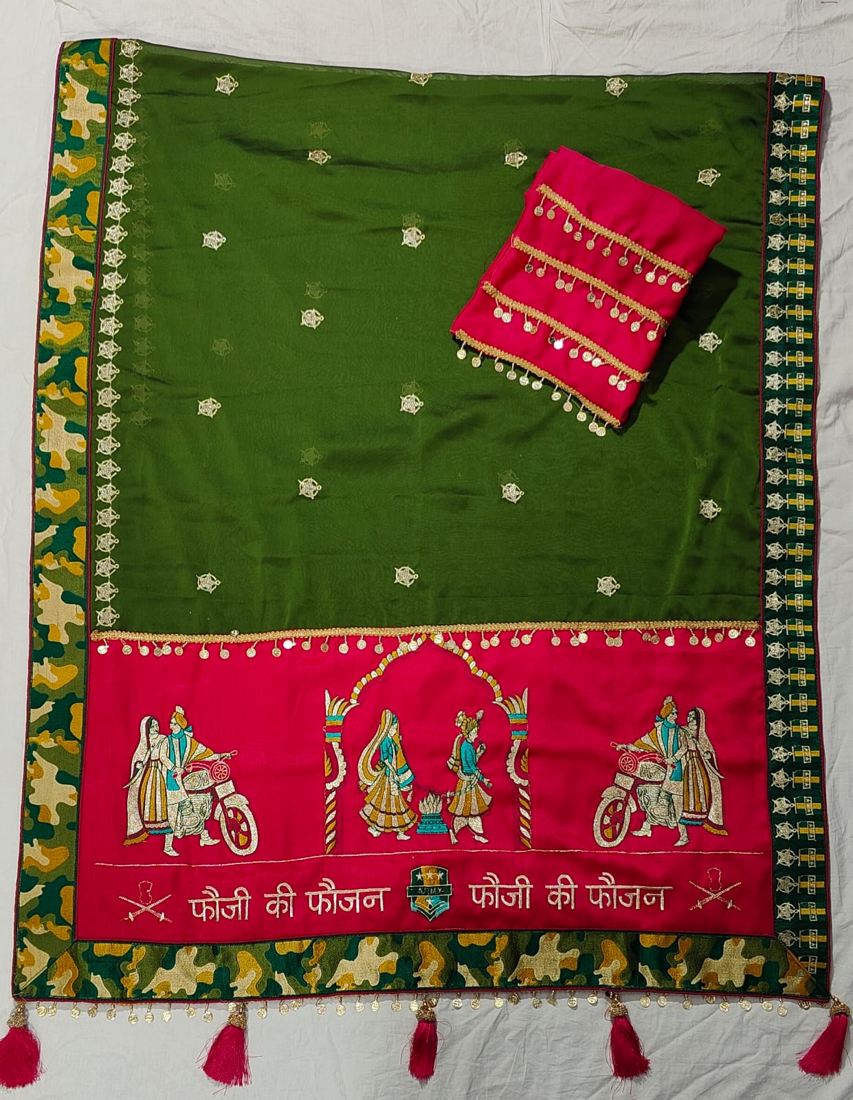 Green Pure Soft Rangoli Silk Embroidery Work Panter Patola Saree
