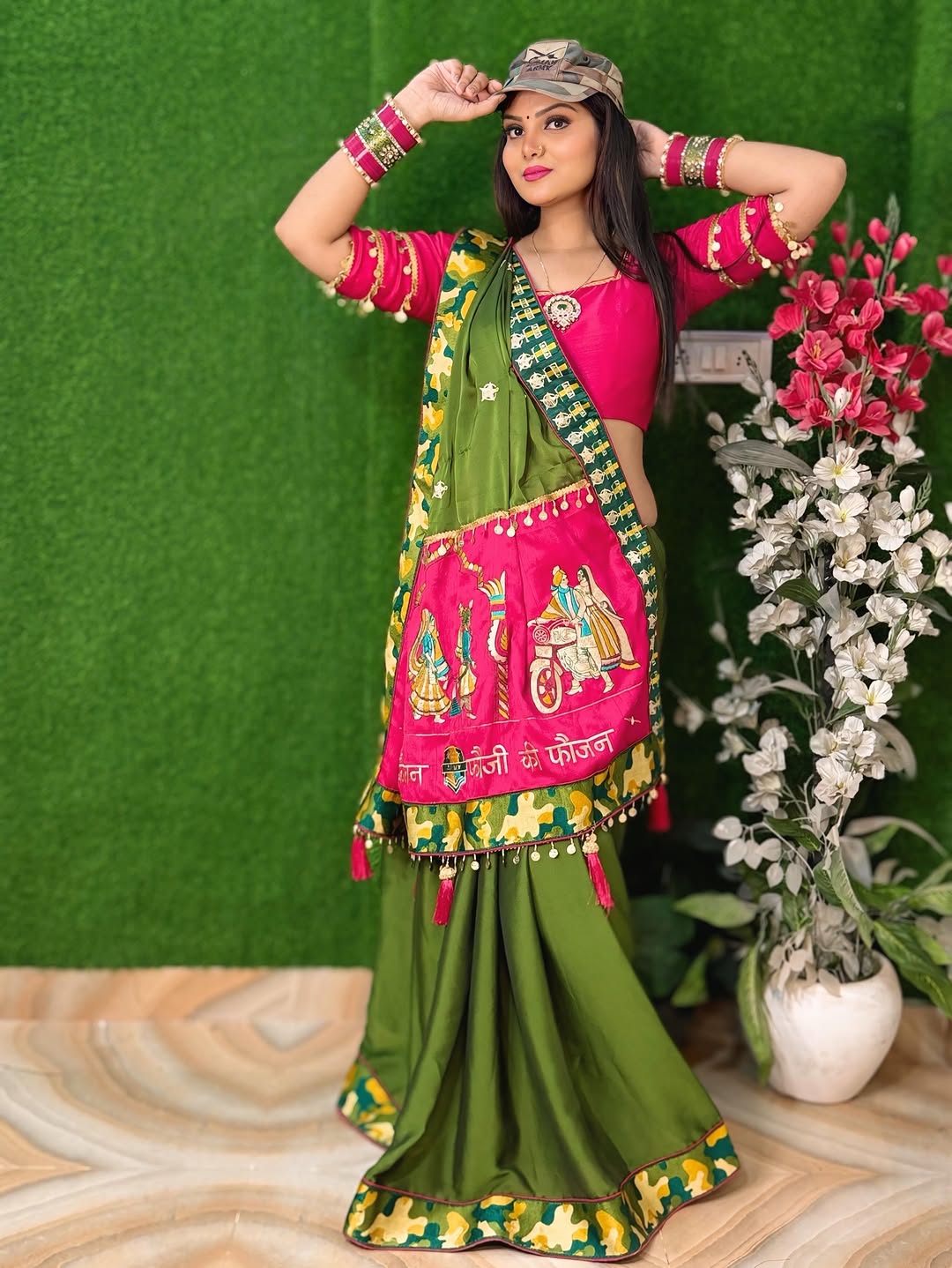 Green Pure Soft Rangoli Silk Embroidery Work Panter Patola Saree