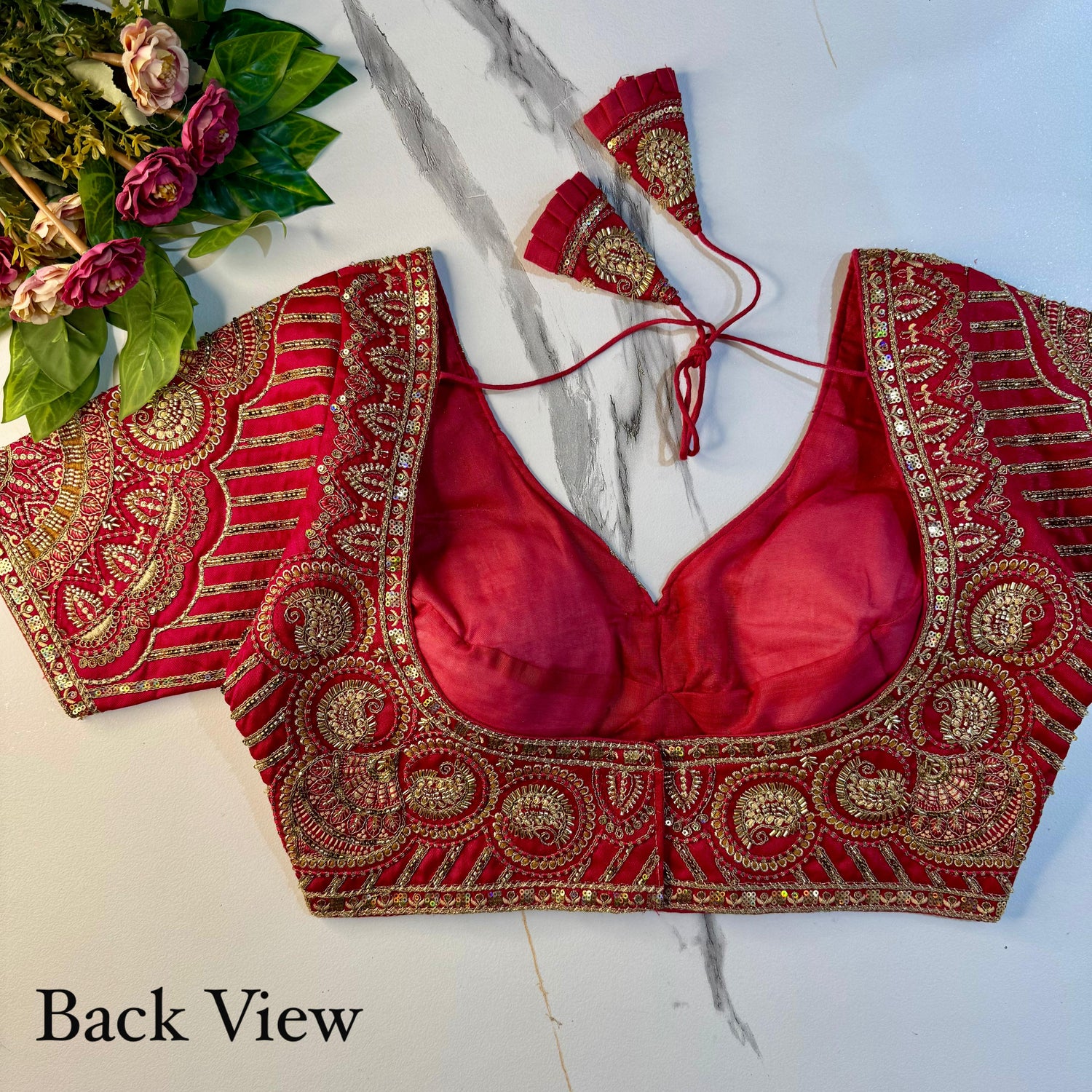Rust Soft Heavy Pure Soft Italian Silk With Tricot Fuising Work Bridal Blouse