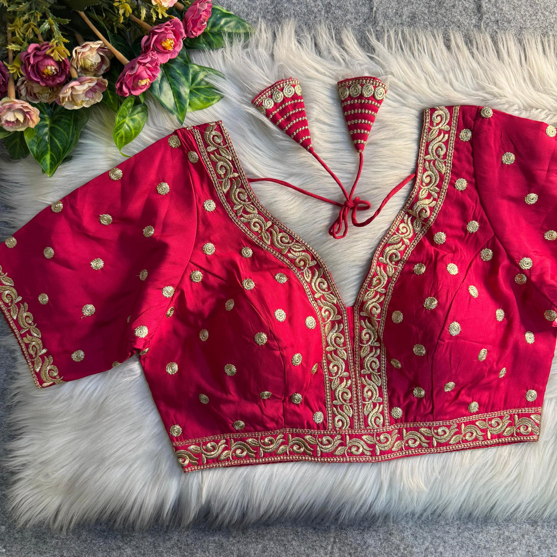 Rani Soft Roman Silk Heavy Jari &amp; Thread Work Work Blouse