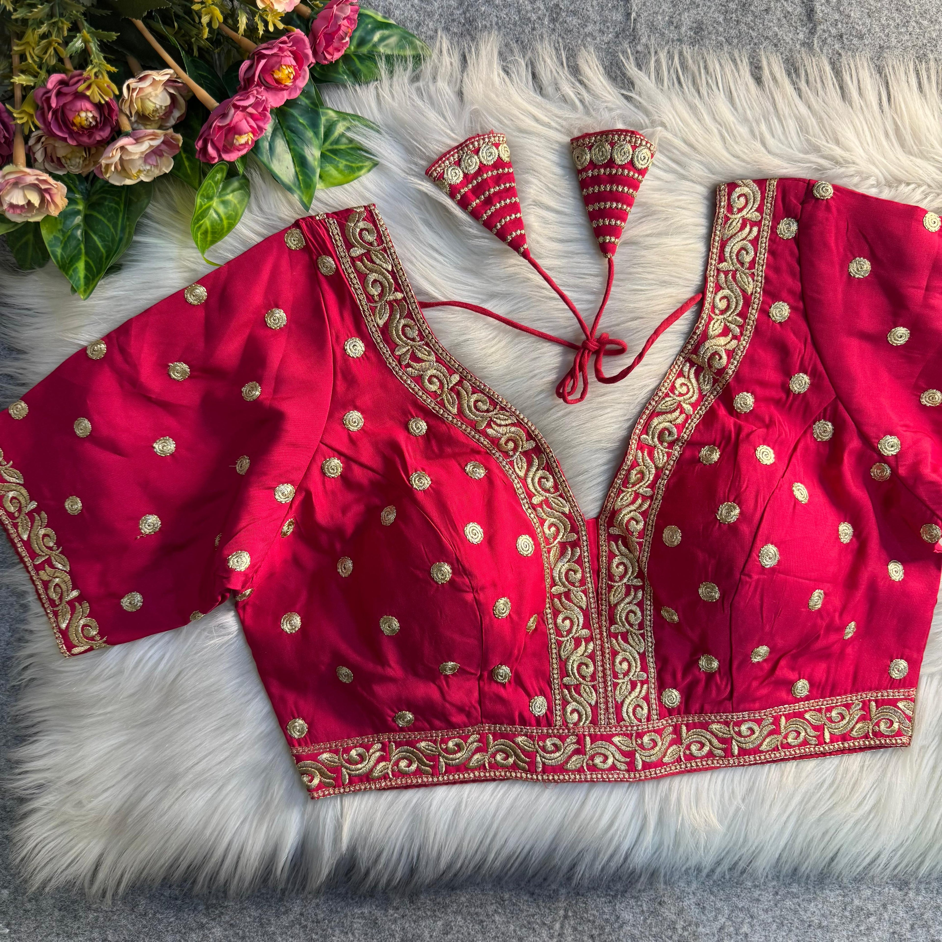 Rani Soft Roman Silk Heavy Jari &amp; Thread Work Work Blouse