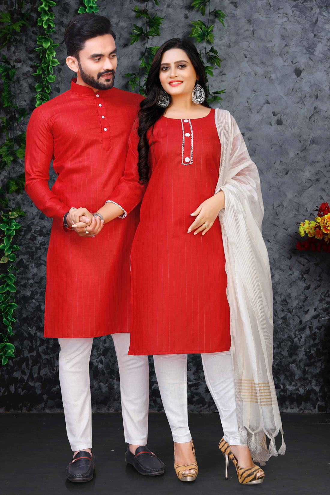 Maroon Pure Soft Cotton Kurta &amp; Kurti Matching Couple Set (Copy)