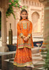 Orange Pure Chinon With Embroidery Work Girls Kids Chudidar