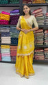 Yellow Pure Soft Gaji Silk Original Bandhani With Langdi Gota Pati Work Bandhani Saree