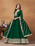Emerald Green Art Silk Anarkali Gown Set with Heavy Embroidery