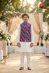 Purple Pure Soft Malai Satin 3 Pcs Kids Boy Kurta Pajama with Koti Jacket Set