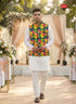 Multicolour Pure Soft Malai Satin 3 Pcs Kurta Pajama with Koti Jacket Set