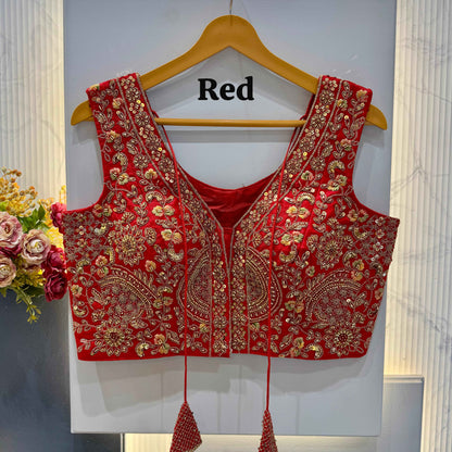 Ref Pure Soft Italian Silk Heavy Codding Sequins Work Bridal Blouse