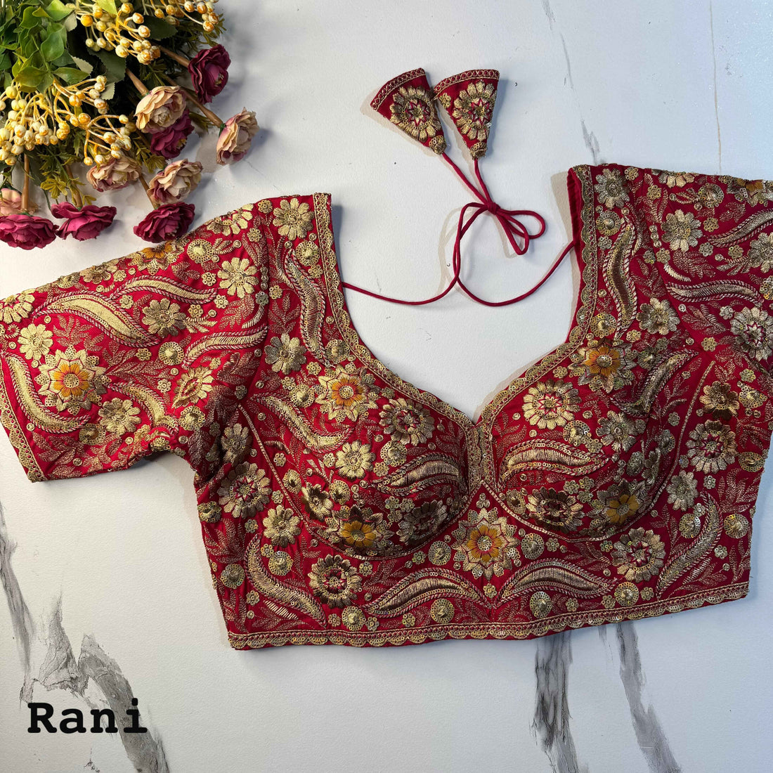 Rani Pure Soft Italian Silk Heavy Codding Sequins Work Bridal Blouse