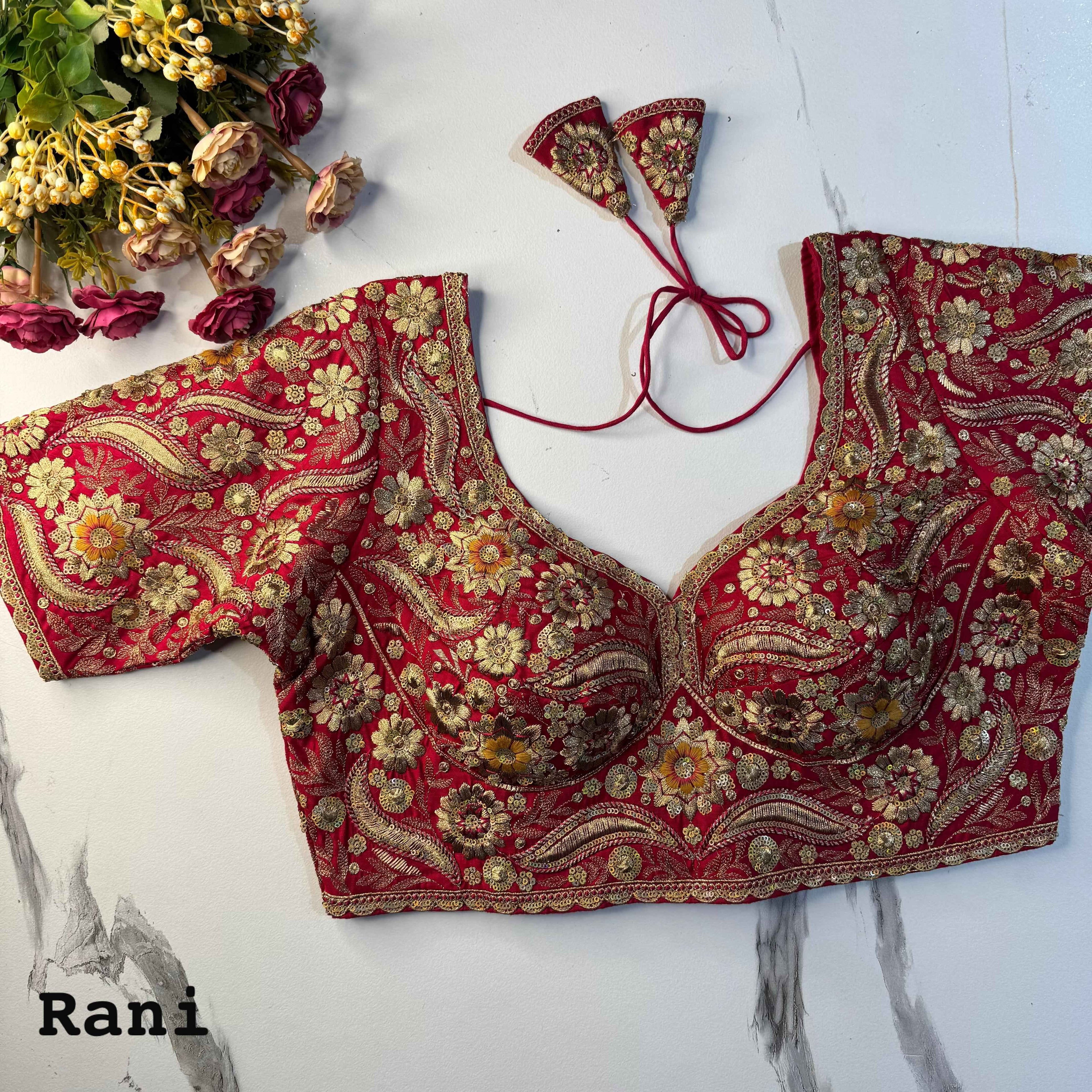Rani Pure Soft Italian Silk Heavy Codding Sequins Work Bridal Blouse