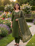 Green Pure Soft Roman Silk Hand Work Kurti With Pent
