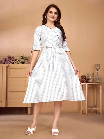White Pure Soft Cotton Printed Shirt &amp; Tunic Matching Both Couple Combo
