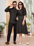 Black Pure Soft Cotton Printed Shirt & Tunic Matching Both Couple Combo