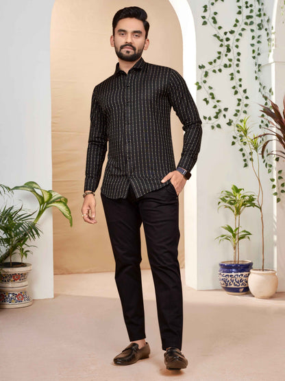 Black Pure Soft Cotton Printed Shirt &amp; Tunic Matching Both Couple Combo