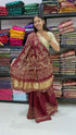 Maroon Pure Gaji Silk Bandhej With Gota Pati Work Gajji Silk Saree