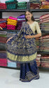Navy Blue Pure Gaji Silk Bandhej With Gota Pati Work Gajji Silk Saree
