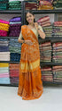 Orange Pure Gaji Silk Bandhej With Gota Pati Work Gajji Silk Saree