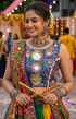 Black Pure Soft Heavy Thread Sequin Kaudi & Hand Mirror Work Navratri Blouse