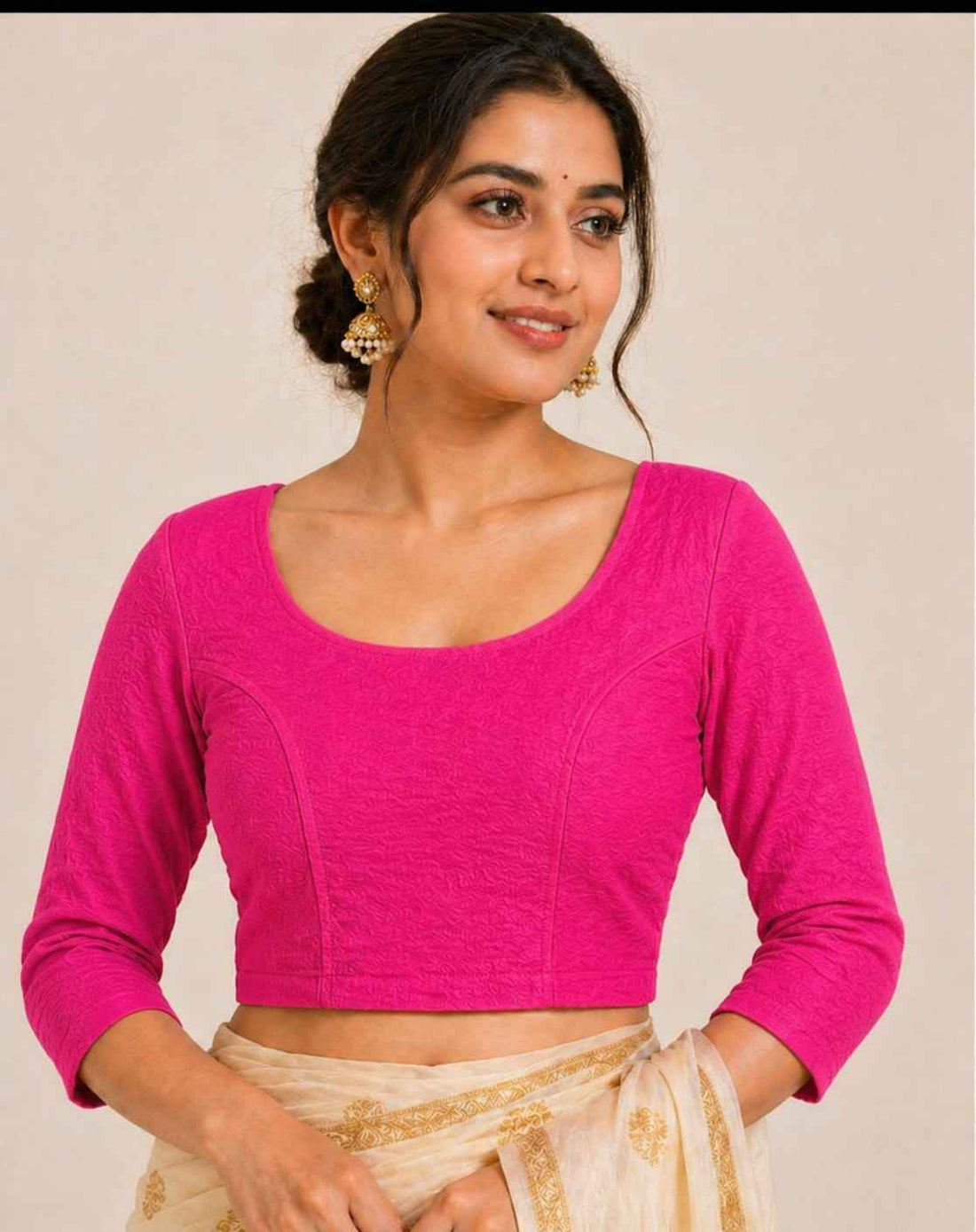 Rani Pure Premium Crush Lycra Readymade stretchable Blouse