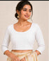 White Pure Premium Crush Lycra Readymade stretchable Blouse
