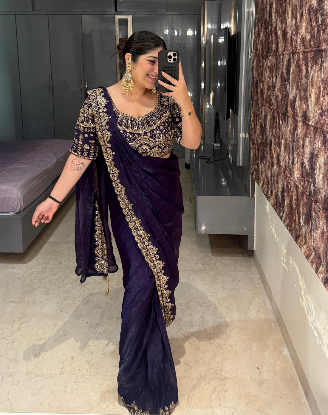 Black Pure Imported Fendi Silk Ready to Wear Saree