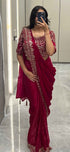 Red Pure Imported Fendi Silk Ready to Wear Saree (Copy)