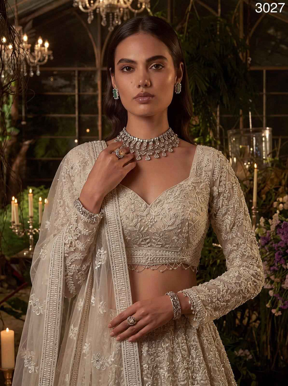 Ivory Pure Soft Heavy Net Fancy Embroidery Work Bridal Lehenga Choli