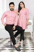 Pink Pure Soft Cotton Printed Shirt & Tunic Matching Both Couple Combo
