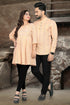 Peach Pure Soft Cotton Printed Shirt & Tunic Matching Both Couple Combo