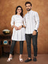 White Pure Soft Cotton Printed Shirt & Tunic Matching Both Couple Combo