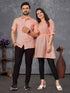 Peach Pure Soft Cotton Printed Shirt & Tunic Matching Both Couple Combo
