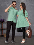 Green Pure Soft Cotton Printed Shirt & Tunic Matching Both Couple Combo