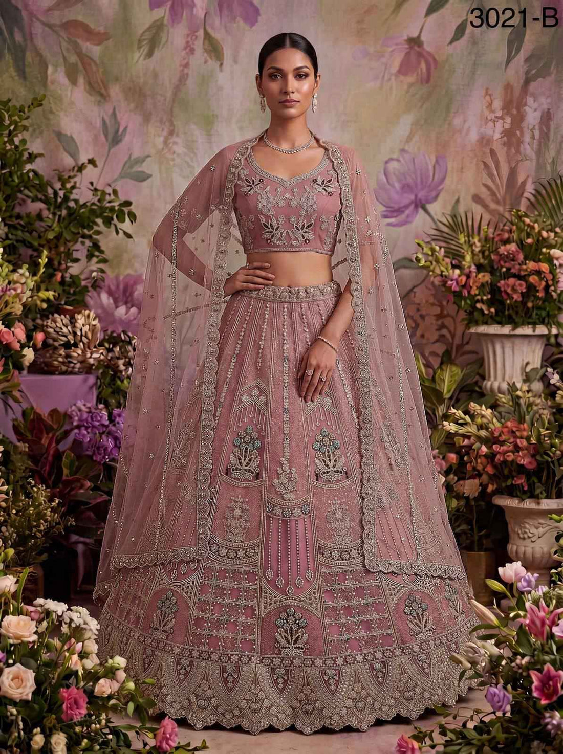 Pink Pure Soft Heavy Net Fancy Embroidery Work Bridal Lehenga Choli