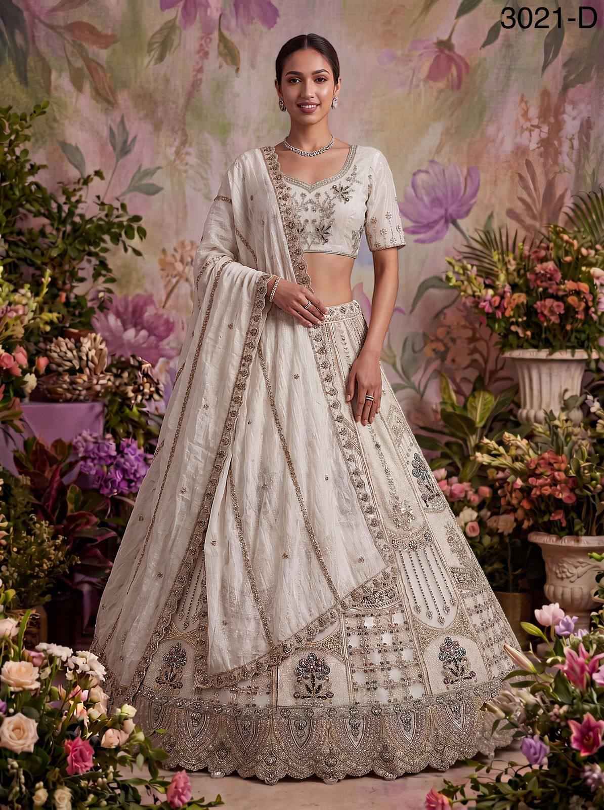 White Pure Soft Heavy Net Fancy Embroidery Work Bridal Lehenga Choli