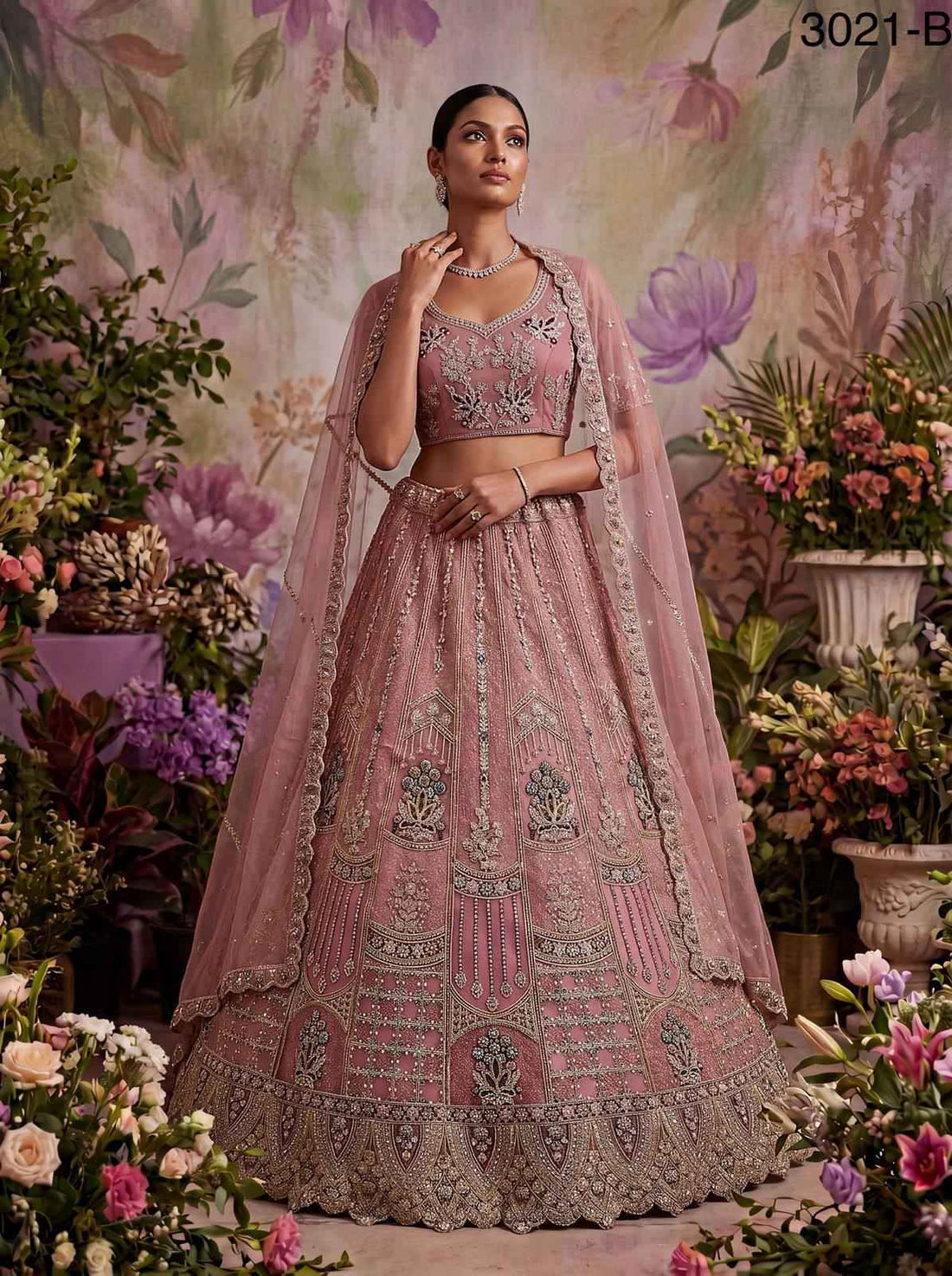 Pink Pure Soft Heavy Net Fancy Embroidery Work Bridal Lehenga Choli