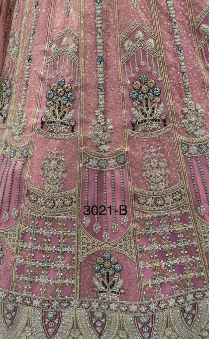 Pink Pure Soft Heavy Net Fancy Embroidery Work Bridal Lehenga Choli
