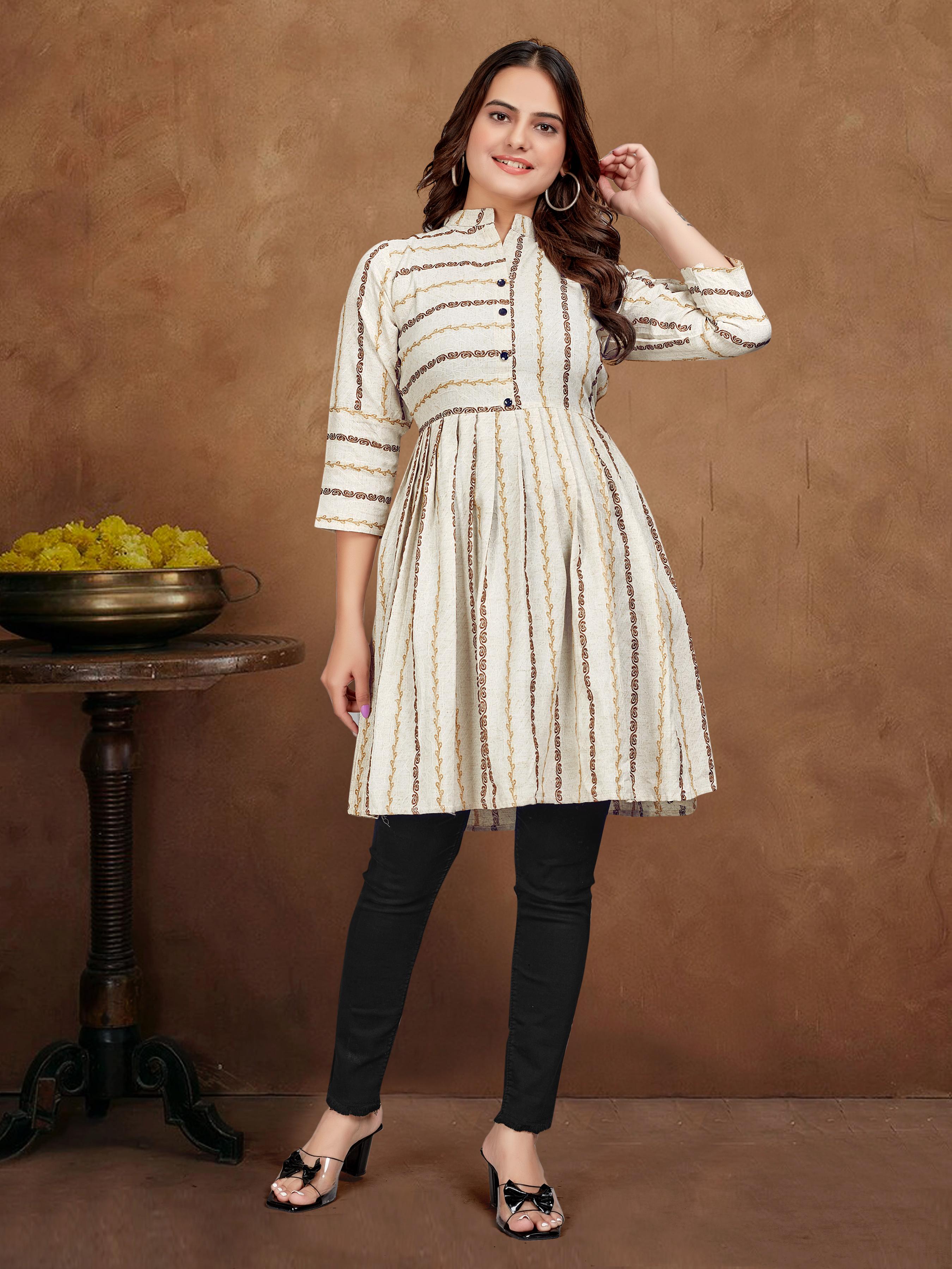 White Pure Soft Cotton Jequard Shirt &amp; Tunic Matching Both Couple Combo