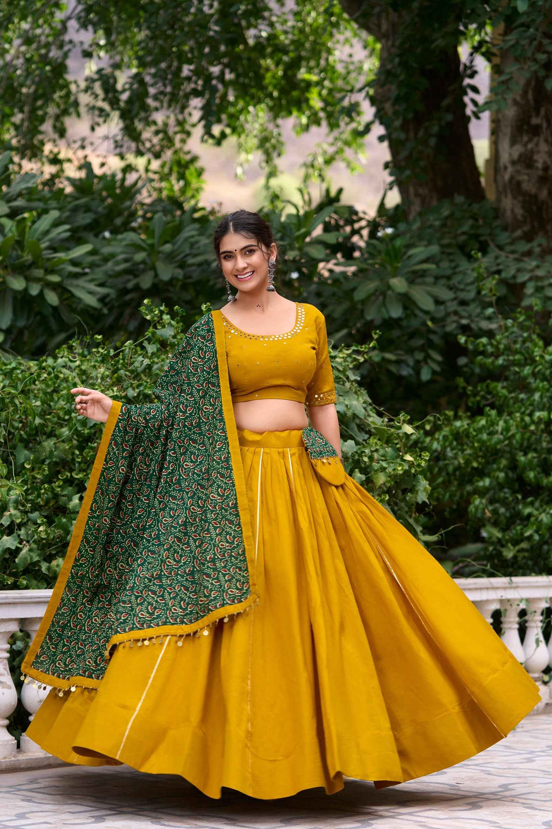 Yellow Pure Soft Pure Cotton Plain With Gota Patti Navratri Chaniya Choli