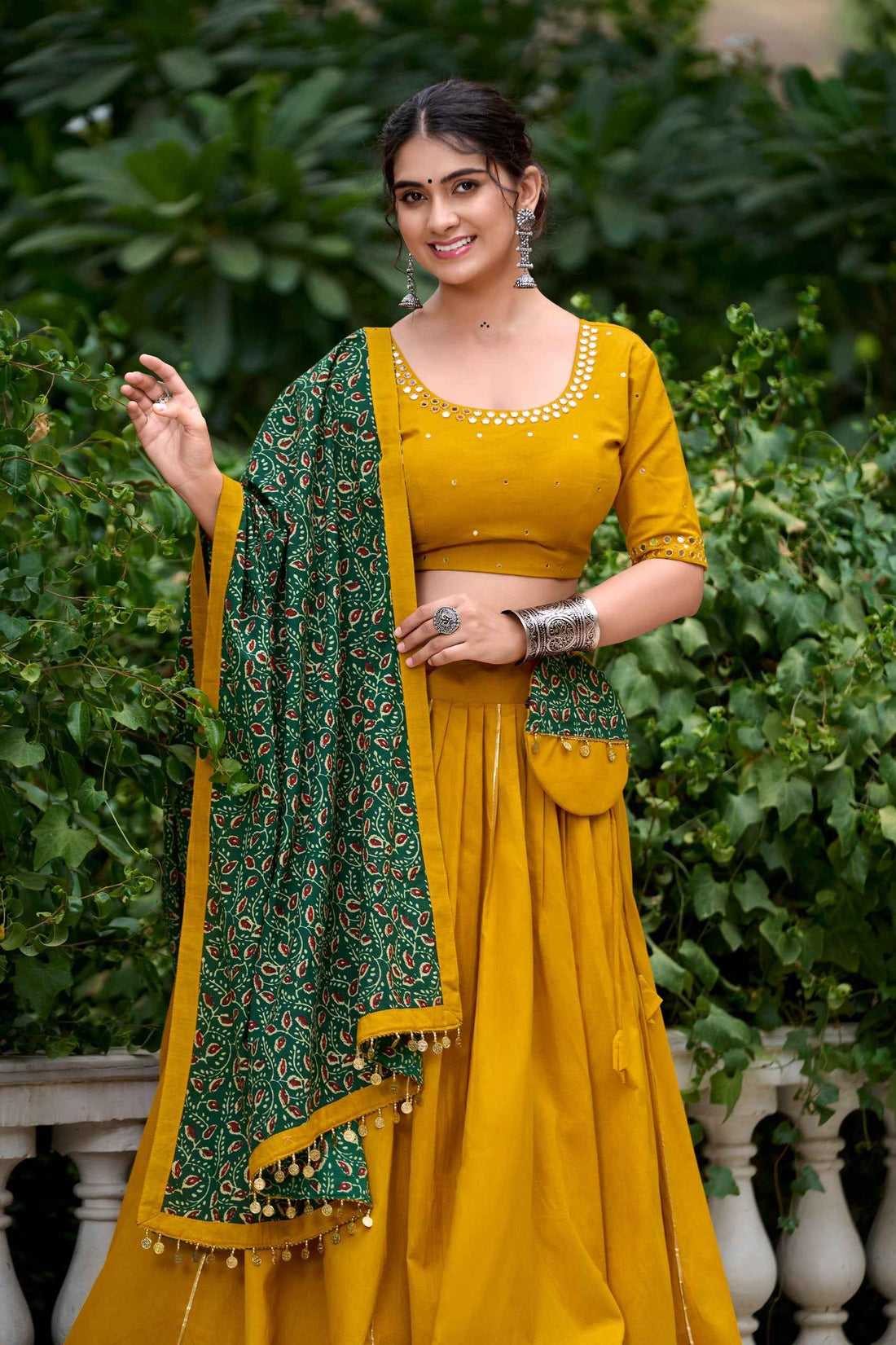 Yellow Pure Soft Pure Cotton Plain With Gota Patti Navratri Chaniya Choli