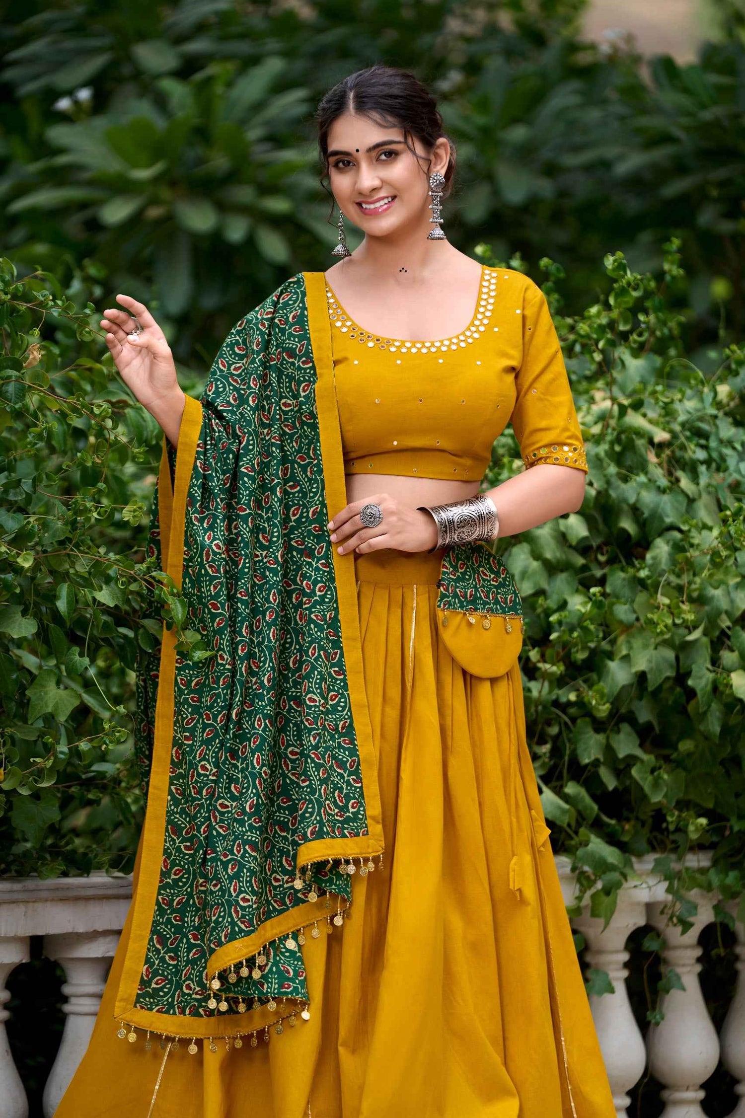 Yellow Pure Soft Pure Cotton Plain With Gota Patti Navratri Chaniya Choli